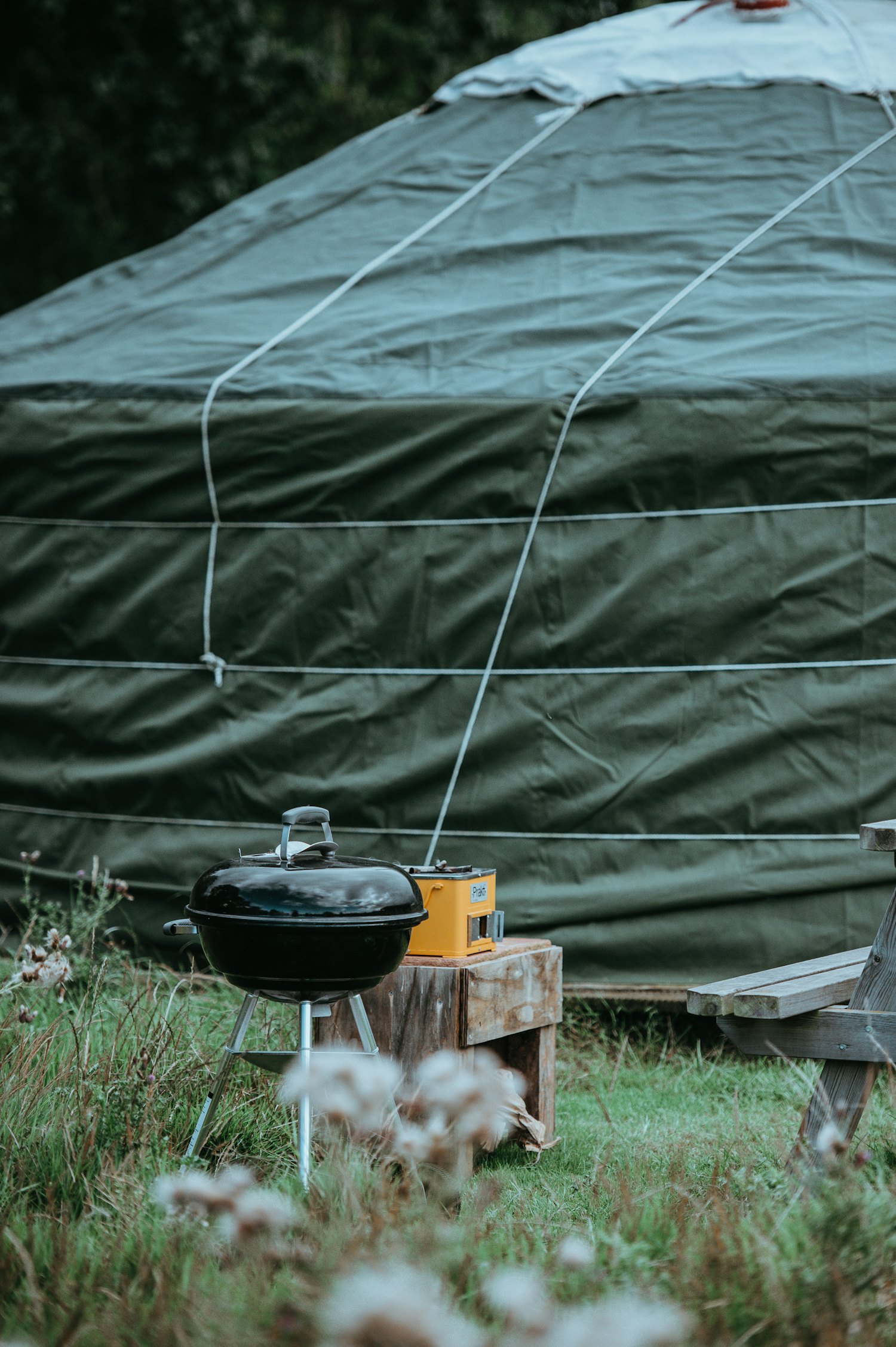 Outdoor cooking by the tent