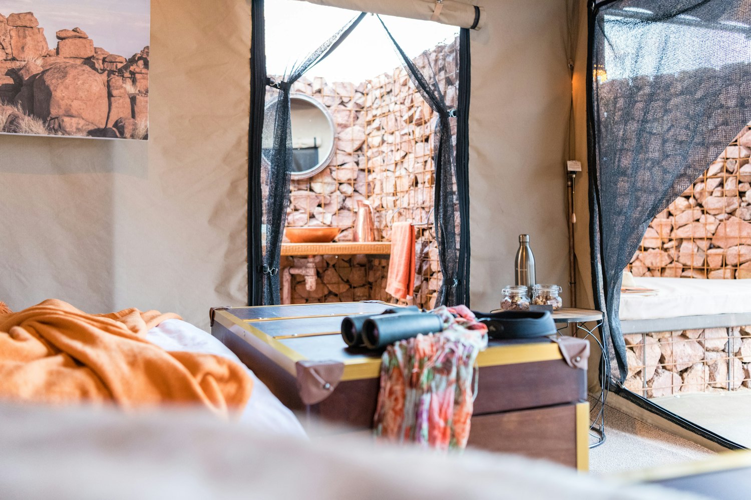Styled tent interior detail